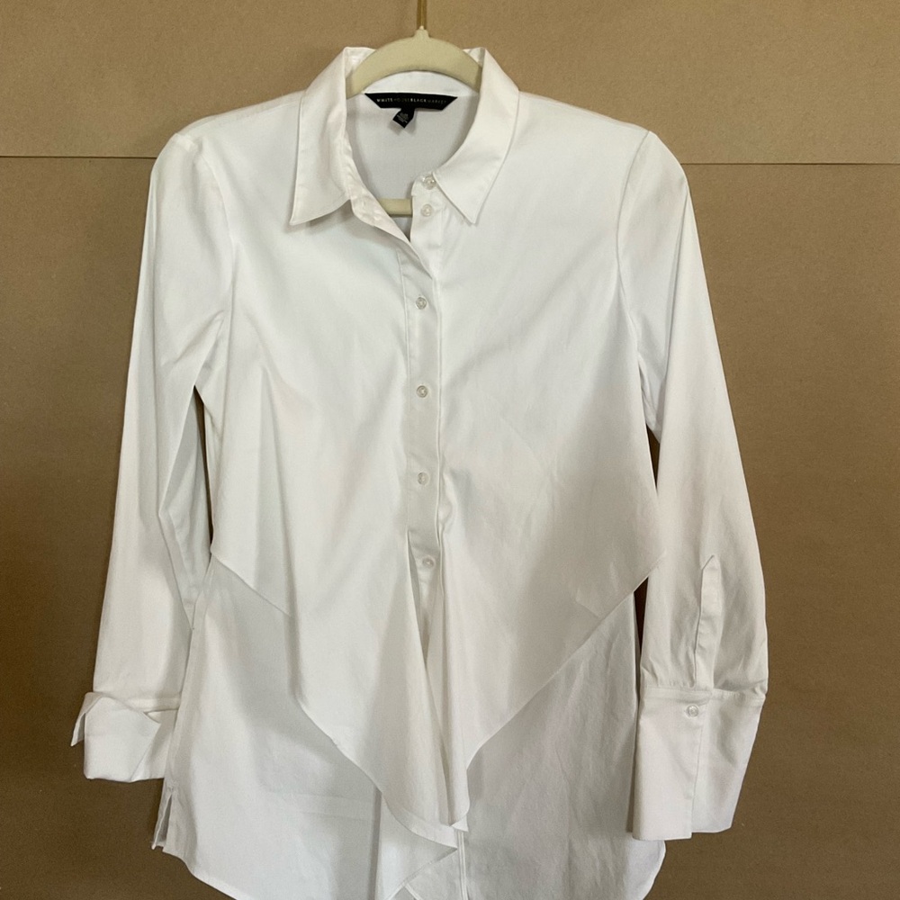 White House Black Market Button-Up Asymmetrical Shirt.  White. Size XS